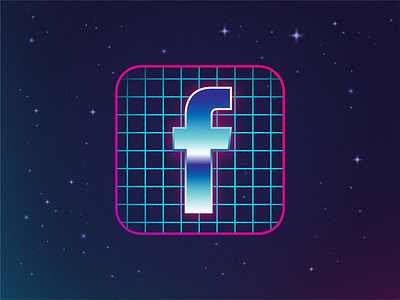 Facebook logo in futuristic retro style facebook futuristic logo neon noise retro