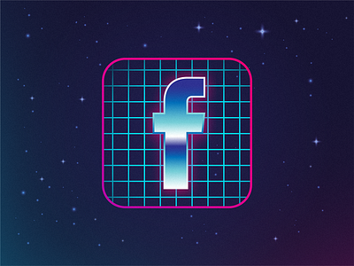 Facebook logo in futuristic retro style