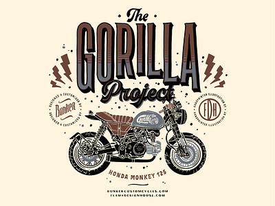 The Gorilla Project artist caferacer design drawing handmade illustrator lettering logo merchandise motorcycle tshirt typography