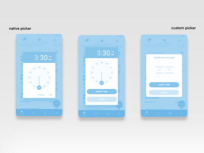 native picker vs custom picker | android blue creative dashboard design illustration minimal
