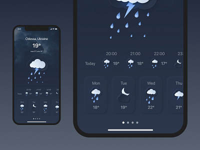 Weather App Night Mode app design interface mobile app mobile design ui weather