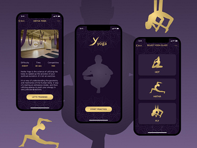 Yyoga — iOS app for yoga practice app design fly hatha hot interface mobile app mobile design practice yoga ui yoga yoga app