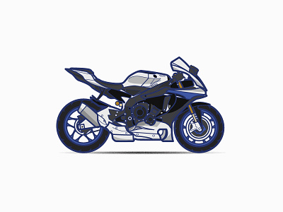 Yamaha R1M 2017 2d bike blue colours flat illustration matte motorbike motorcycle r1 r1m yamaha
