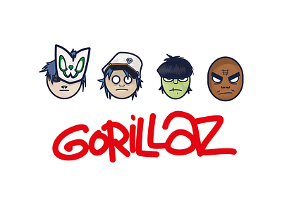 Minimal Gorillaz Heads gorillaz graphic design illustration minimal music simple typography