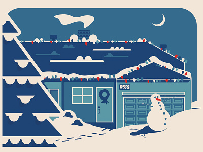 2021 Holiday Card animation blue card cream custom dark design graphic design holiday house lights moon shapes sky smoke snow snowman teal tree white