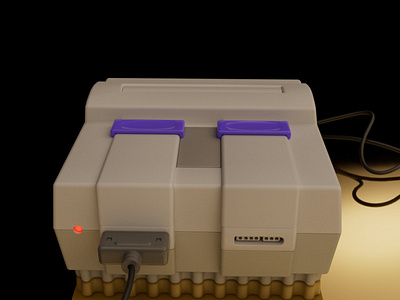 SNES 3D Model 1990 cinema4d design gold nintendo plastic redshift render retro super nintendo