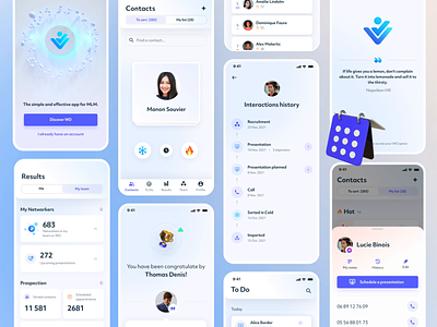 WO App 💙 animation app app design branding contacts design leader marketing mlm mobile network networker results ui ux wo