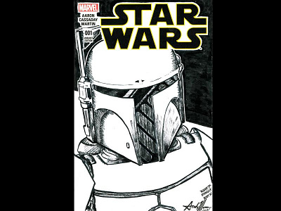 Prototype Boba Fett Star Wars Sketch Cover andy moore boba fett comic book sketch cover star wars