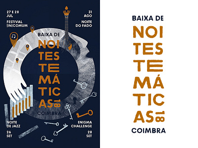 Noites Temáticas 2018 baixadecoimbra fado festival illustration jazz music poster vector