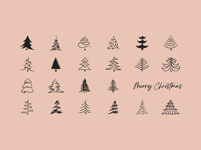 22 christmas trees vector