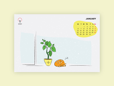 2020 calendar page january .ai 2020 2020 design 2020calendar 2021 2d animation calendar design cat design illustration inspiration page plant snow vector window winter