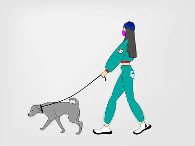 Girl withdog .ai coronavirus covid 19 design dog drawing girl illustration inspiration mask vector