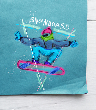 SnowBoard boy bright brush design illustration poster snowboards trend winterboard