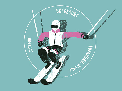 Tufandag Ski design draw emblem illustration pink resort ski snow texture tourist vector animation vintage winter