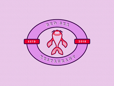 Red Sea / restaurant .ai design illustration logo pink vector vintage badge