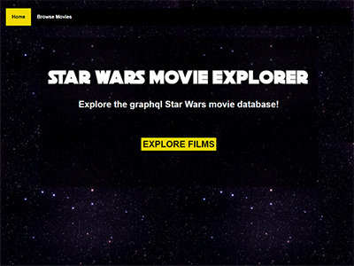 Star Wars Movie Database Explorer landing page star wars ui web development