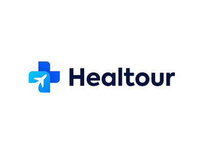Healtour airplane blue brand branding creative cyan design health healthcare hospital icon logo logotype mark medical medical care travel traveling
