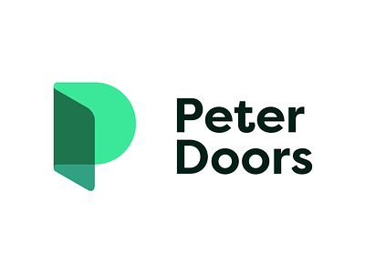 Peter Doors Logo brand branding creative design door doors green greens icon logo logodesign logofolio logotype manufacture mark sign wood