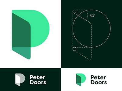 Peter Doors Logo Insight brand branding construction creative design door doors ecology green green logo greens icon insight logo logotype mark symbol typography wood wooden