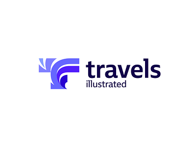 Travels Illustrated third concept abstract blog brand branding colorful creative icon illustration journey letter lettering lettermark logo logotype mark monogram symbol travel trip waves