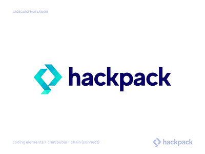 Hackpack logo concept #2 abstract big tech brand design brand identity branding chat coding community icon interview logo logotype mark programing programming software symbol tech technology website