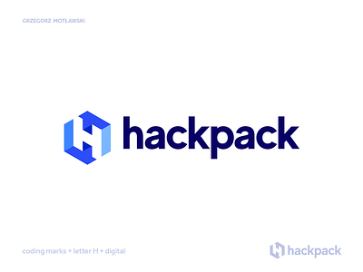 Hackpack logo concept #3 abstract big tech brand design brand identity branding chat coding community icon interview logo logotype mark monogram programming software symbol tech technology website