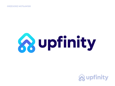 Upfinity logo concept #2 abstract app arrow brand identity branding coding creative logo creator gradient icon infinity logo logo design logotype mark programming symbol tech technology web app