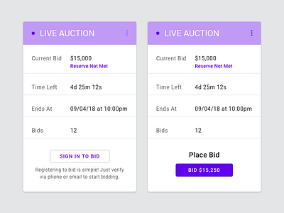 Live Auction 🔨 auction bid bidding component live material design ui ux