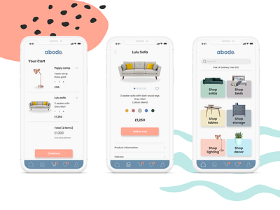 Abode Homeware App Design app branding design illustration logo sketchapp typography ui