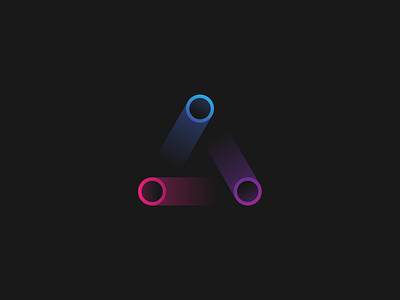 A Logo a black blue cycle fade logo motion pink purple red ring triangle