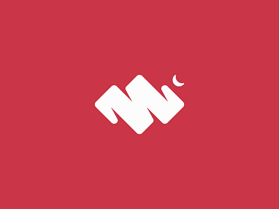 Mountain Logo icon logo minimal moon mountain night red rounded shadow simplistic trail white