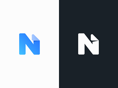 Nicepage blue brand concept design fold gradient letter logo minimal modern n website