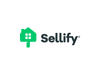 Sellify black brand design green home house logo minimal sell simple simplistic
