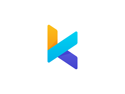K Logo abstract blue colorful geometric k letter mark logo purple simple yellow