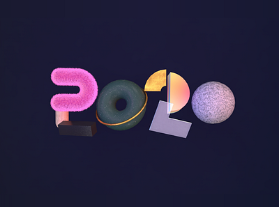 Hello, Happy new year 2020 3d art c4d design digital illustration happynewyear illustration modelling simple