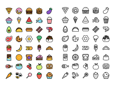Food Icons abstract avocado food food and beverage food app graphic icon icon set icons illustration ui vector