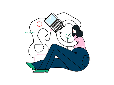 Laptop Girl graphic illustration vector