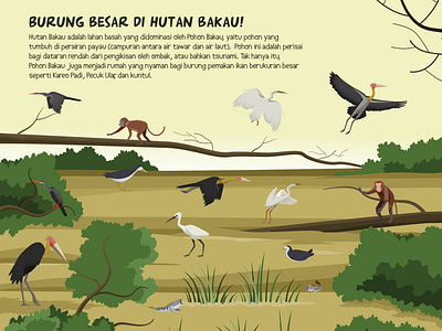 Naskah Sticker Hewan Liar Hutan Bakau animal branding conservation flat icon illustration illustrator typography vector