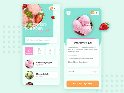 Cute Cream | Ice Cream Shop App app concept app design cute ice cream ice cream shop icecream pink strawberry