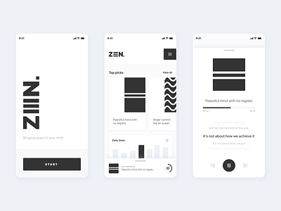 ZEN. - Meditation App app concept minimalist mobile app mobile design simple uidesign ux design