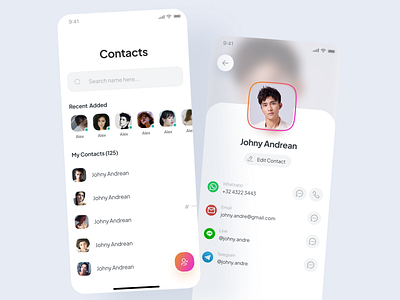 Minimalist Contact App contact ios minimalist mobile ui ux