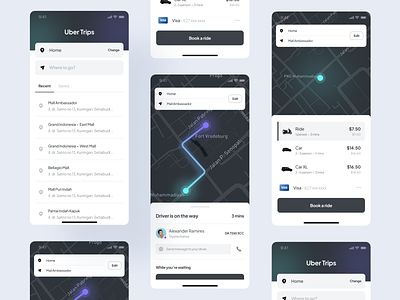 Uber Trips – Redesign Concept app concept app design clean figma minimalist mobile app redesign transport trips uber ui ui design ux ux design