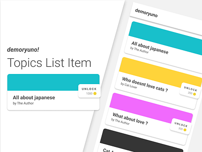Demoryuno's Topics List Item card clean list item soft colors