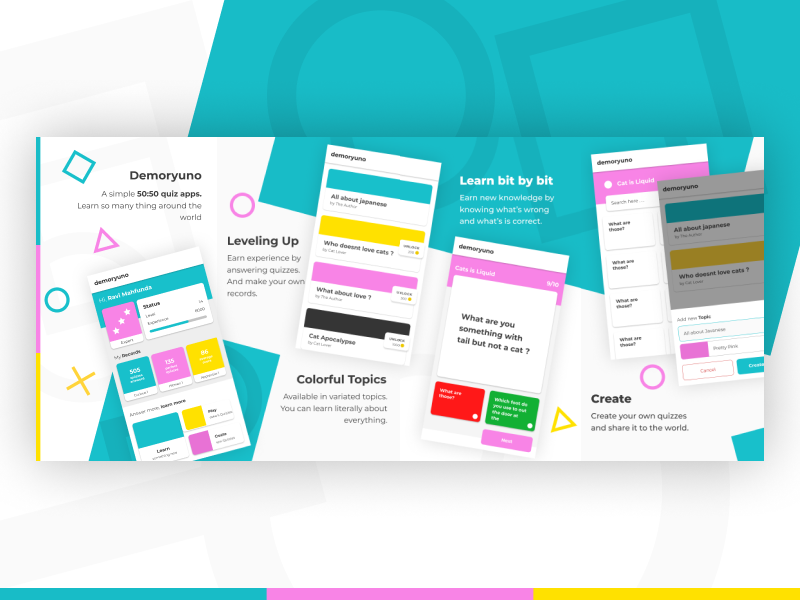 Demoryuno Quiz App Concept ui ux game app soft colors colorful app concept quiz