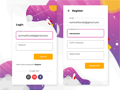 Login and Register Page | Nautica clean galaxy login page material design register page