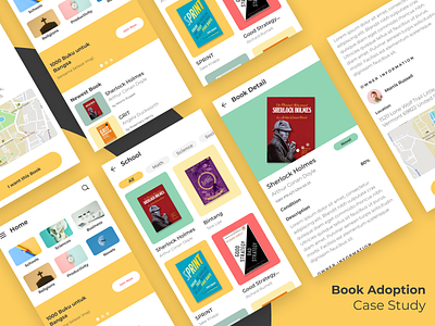 Book Adoption - UX Case Study app concept book app colorful minimalist pastel ux case study