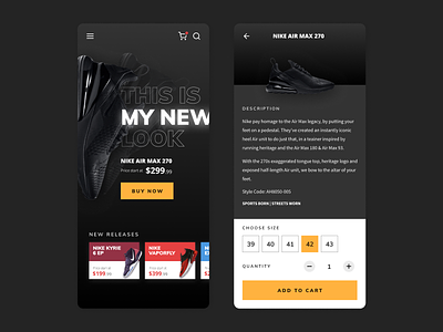 Nike Shoe App Concept app concept dark nike nike air shoe app