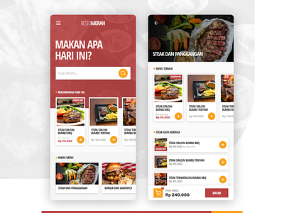 Resto Merah - Food Ordering App Concept app concept food ordering app red restaurant