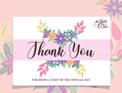 Thank You Card for Wedding Souvenirs adobe branding card design elegant floral flower gift card graphic design icon illustration label logo posting social media summer thank you card typography vector