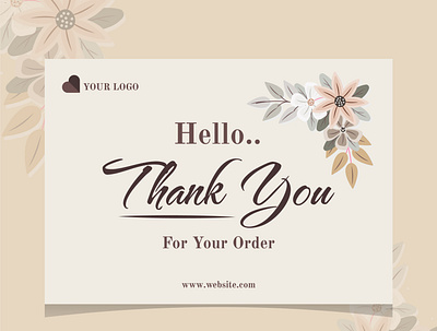 Thank You Card for Your Order adobe branding card design elegant floral flower gift card icon illustration label logo pastel color posting social media souvenir thank you card typography vector